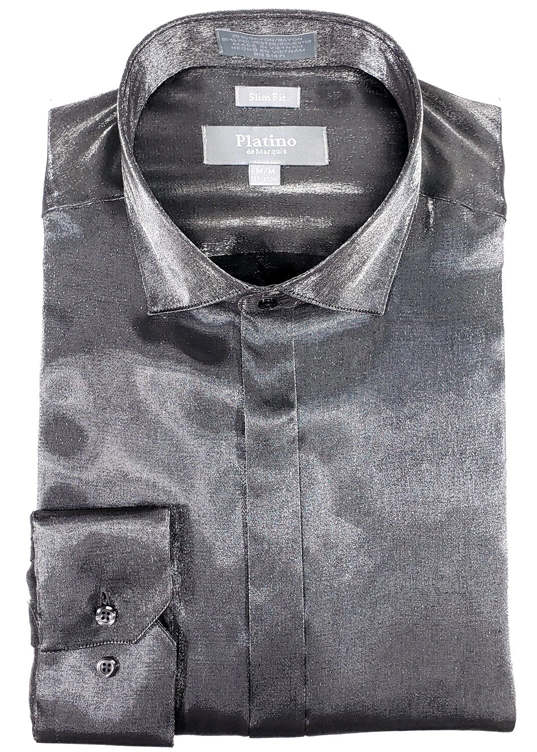Feiner Charmeur: Platino Slim Fit Satinhemd, Anthrazitgrau - Dein Stil, deine Nacht.